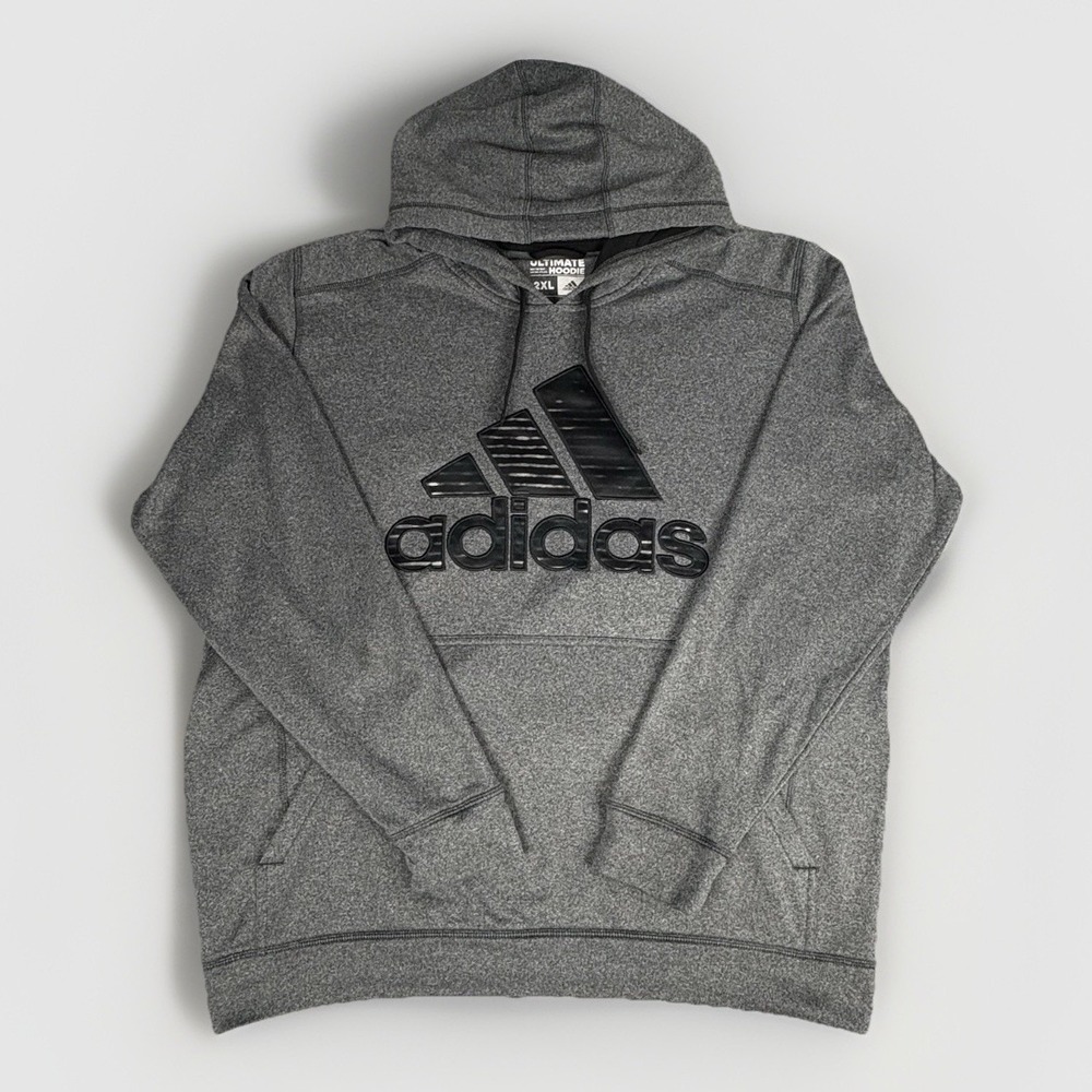 Adidas Hoodie Men's Gray Pullover embroidery Logo Sweatshirt Sweater 2XL